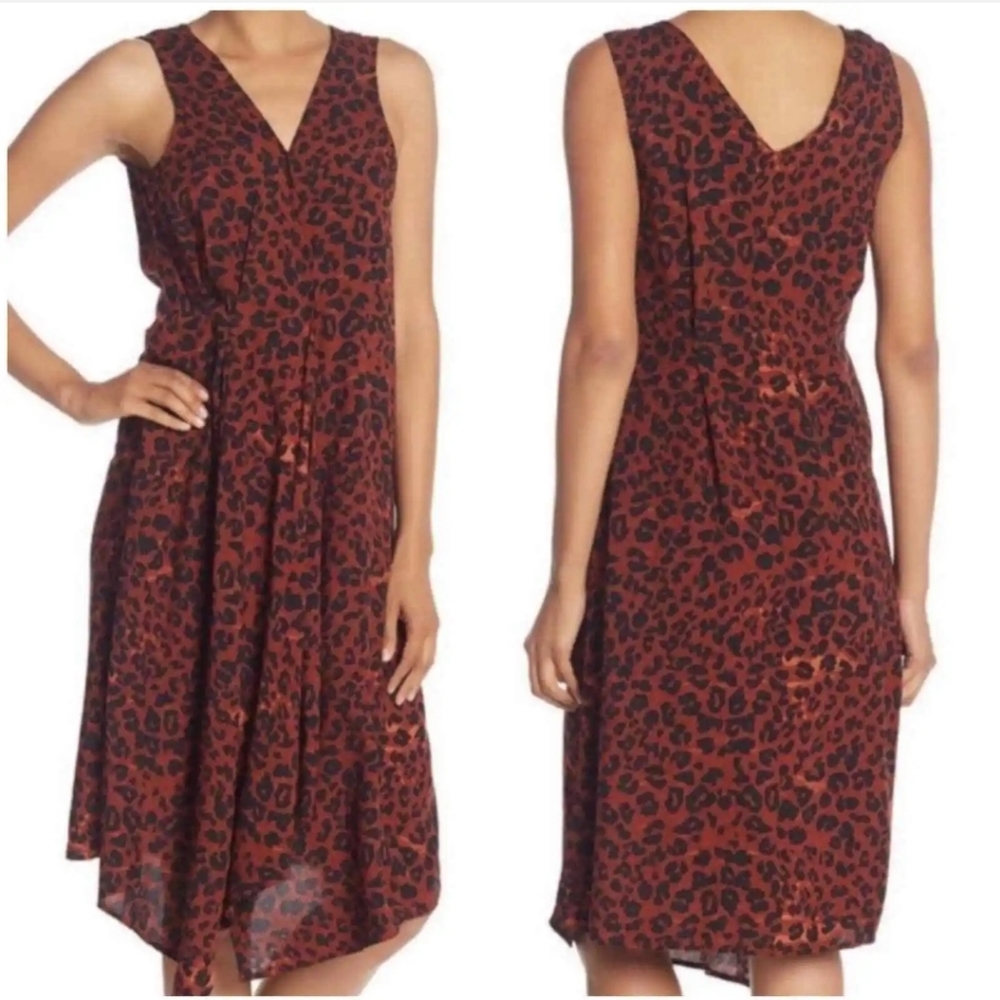 Beach Lunch Lounge NWT Anais Midi Dress Rumba Red Leopard Animal Print Sz Medium